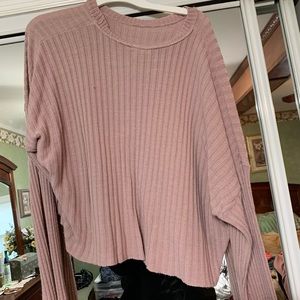 Pink holey cropped sweater